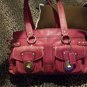 Pink Leather Coach Satchel